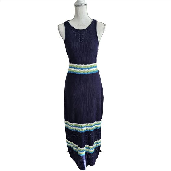 Absolultely Famous Navy Blue Sleeveless Knitted Maxi Dress Size M - Picture 1 of 7